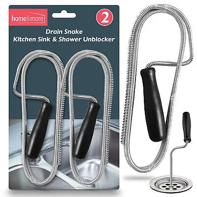 2pk Flexible Drain Unblocking Rods 1M Long Sink Unblocker Cleaner Snake Tool • £3.99