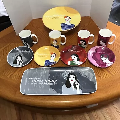 Mary Kay Quotes Complete Coffee Set  (for 4) 4Cups 4 Cake Plates 1 Cake Plate • $100