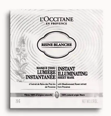 L'Occitane Reine Blanche Instant Illuminating Sheet Mask • $13.99