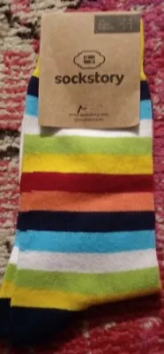 NEW NWT Bright Color Stripes SockStory Unisex Adult Socks Womens 5.5-8 Mens 4-6 • $5.45