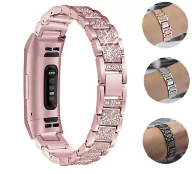$16.99 • Buy Diamond For Fitbit Charge 2 3 4 Band Metal Strap Stainless Steel Female Bracelet