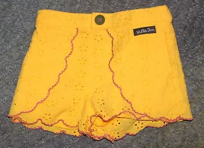 MATILDA JANE (Enchanted Garden) Ramona Yellow Tulip Front Shorts - Size 4 - EUC • $14.99