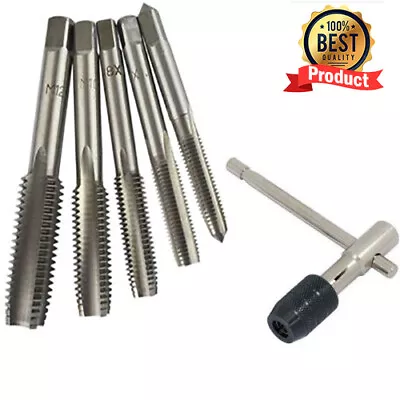 £5 • Buy 6pcs Hand Tap Set Screw Thread Taps T-Wrench Reamer M6-M12 Twist Drill Bit.
