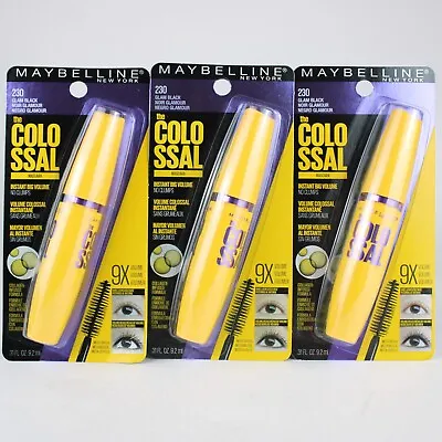 Maybelline The Colossal Volume Mascara Glam Black 230 - 9X VOLUME 0.31FL Lot 3 • $17.99