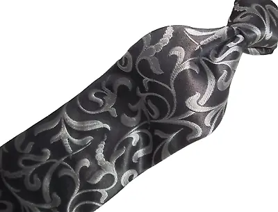 Pal Zileri Black & Silver Paisley Woven Silk Tie 57 L X 3.75 W • $25.35