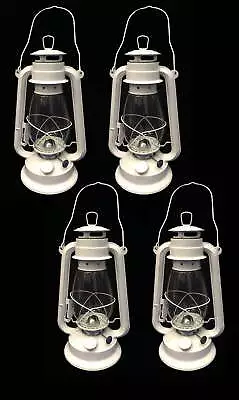 Lot Of 4 - 12 Inch White Hurricane Kerosene Lantern Light Table Decorative Lamp • $32.37