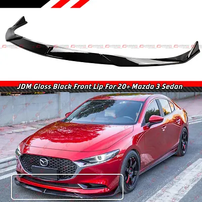 $54.99 • Buy For 2020-2022 Mazda 3 Sedan Jdm 3pc Style Gloss Black Front Bumper Lip Splitter