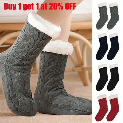 £6.81 • Buy Women Mens Slipper Winter Cosy Socks Fluffy Non Slip Warm Fleece Lined Bed Floor