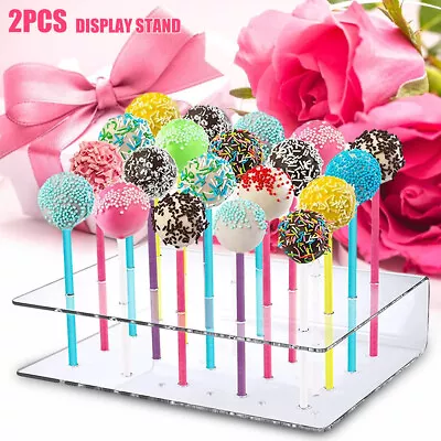 2X Acrylic Cake Pop Lollipop Holder Display Stand Party's Weddings Birthdays ✽ • £9.82