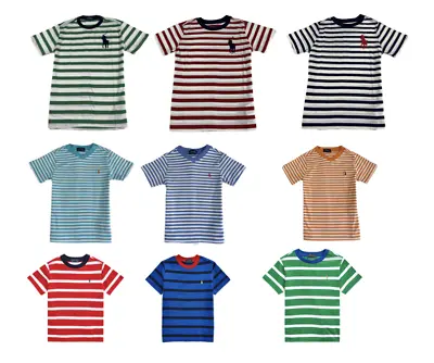 Polo By Ralph Lauren Cotton Striped T Shirt Big Or Small Pony  Kids Age 2 To 18 • £9.99