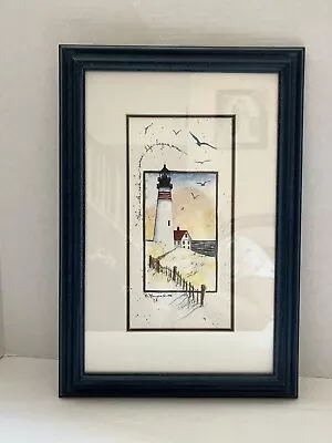 Signed D. Morgan  11x16  Inspirational Lighthouse Scene  1996Matted/Framed Print • $19