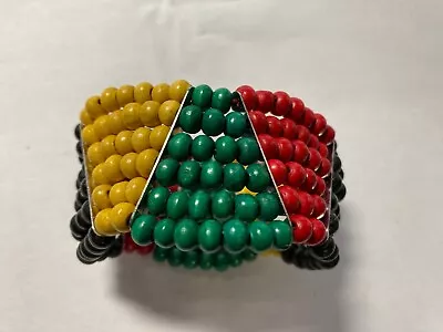 Red Green Yellow Black Coco Wood Rasta Bracelet • $6.95