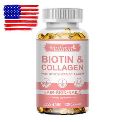 Biotin & Collagen Capsules 4000mcg For HairSkinNailsGluten Free-120 Caps • $13.88