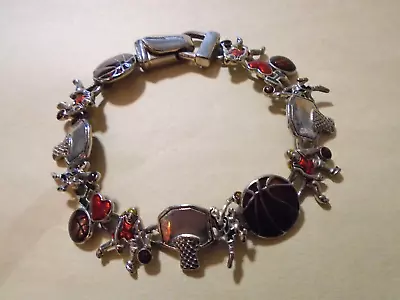 Vintage Girls Women Basketball Sport 8   Silverplate Bracelet Unique Fastener • $25