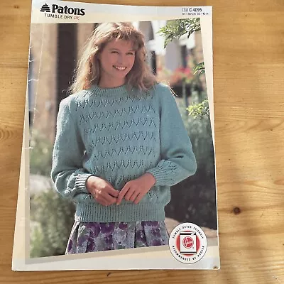 Ladies Knitting Crew Neck  Jumper Pattern Paton Double Knit  Chest 32” - 42  • £2