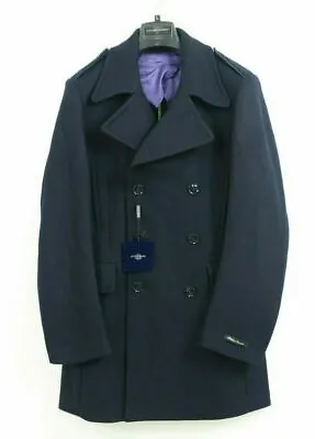 Holland Esquire Men's Navy Wool Long Duffle Coat Jacket SIZE 42 - Large • £149.99