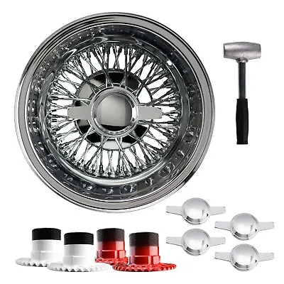 14x7 Reverse 72 Spoke Cross Lace Lowrider Wire Wheels Zenith KO Caps Set Of 4 • $1000