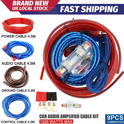 1500w Car Amplifier Wiring Kit 8 Gauge Amp Audio Subwoofer RCA Power Cable FUSE  • £9.95