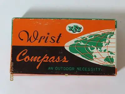 $40 • Buy Vintage 1960's WFS Wrist Compass With Leather Band In The Original Box Nice Cond