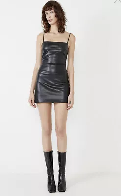 BARDOT Black Vegan Leather Mini Dress Size 8 AU 4 US NEW W/o TAG • $50