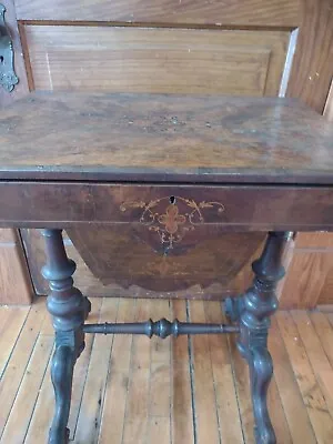 19Th Century Victoria Burr Walnut Sewing Table England Circa 1860- • $417.61