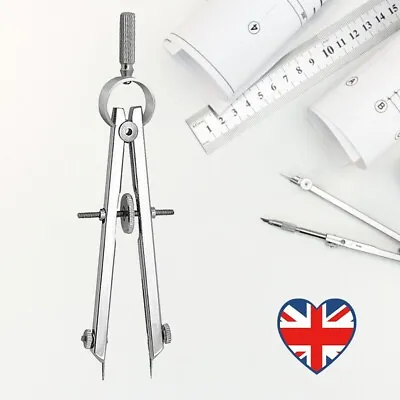 Spring Protractior Compasses Math Geometry Set With Lock Precision Drawing Tool • £5.99