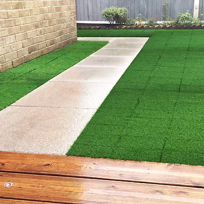 Artificial Grass Lawn Interlocking Patio Deck Tiles Fake Decking Garden Balcony • £4.99