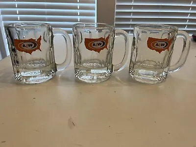 Lot Of 3 Vintage A & W AW Logo Root Beer Glass Mug Heavy Thick 4” Tall Collector • $29.99