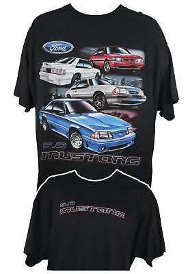 Ford 5.0 Mustang Fox Bodies Graphic Cotton T-Shirt Black Official Licensed • $25.95