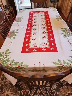 $32.24 • Buy Vintage Christmas Tablecloth  60x92 Large Festive Colorful