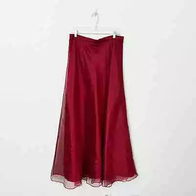 Vintage Michaelangelo Size 14 Red Iridescent Taffeta Maxi Skirt 90s Y2K Flowy • $38.97