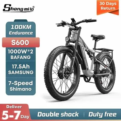 Shengmilo S600 Electric Mountain Bike 2000W Dual Motor 26  Fat Tyre E-Bike 30mph • $1699
