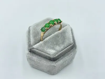 Vintage T.Y. Lee 14K Gold Green Jade Jadeite 5-Stone Ring Band Hong Kong • $249.99
