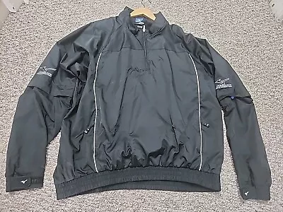 MIZUNO IMPERMALITE WATERPROOF Full Zip Black Jacket Snap Off Sleeves  Mens XXL  • $26.99