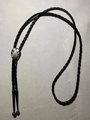 Vintage Zuni Sterling And Inlay Bolo Tie Native American 45” • $49.95