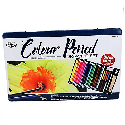 Colour Pencil Drawing Tin 36pc Set Assorted Adult Drawing Royal & Langnickel • £9.50