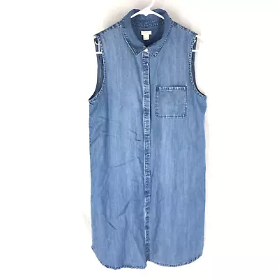 J Crew Shirt Dress Chambray Button Front Sleeveless Size Small Blue Style G4944 • $8.85