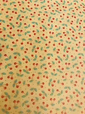 Mary Engelbreit  Fabric - Yellow With Cherry Sprigs  - 100% Cotton • $15.99