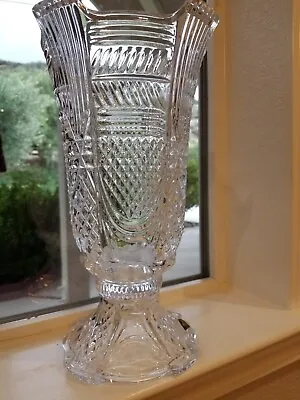 Shannon Crystal Designs Of Ireland Lead Crystal Footed Vase 13” Tall • $42.99