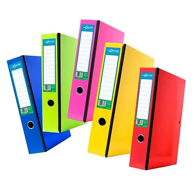 5 Office Box File Colourful Spine Lock Spring Foolscap Paper Pull  Damaged • £9.99