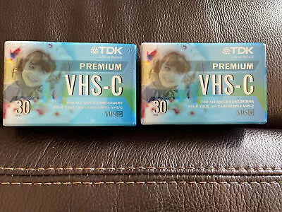 TDK TC30 Blank VHS-C CAMCORDER Video Cassette Tape Premium Set Of 2 Brand NEW • $12.99