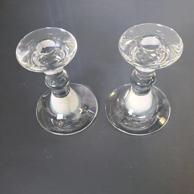 $89 • Buy Pair Of Val St Lambert Ingo Crystal Candlesticks 5 1/2  Tall Made In Belgium
