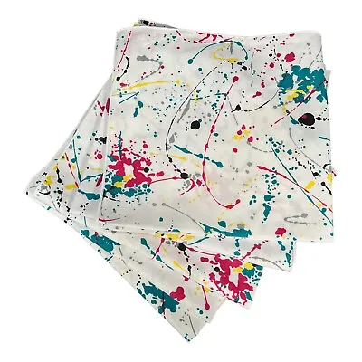 Lot Of 5 1980s Paint Splatter Bandana Handkerchief 18 X 19” • $30