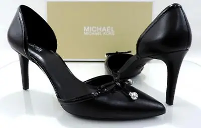 Michael Kors Gia Flex D'Orsay Pump Heels Pointy Toe Leather Black Size 9.5 • $108