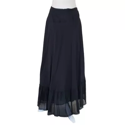 BNWT JOIE Black Wrap Skirt Maxi Cotton Silk Blend Medium Layered Sheer Bottom M • $29.60