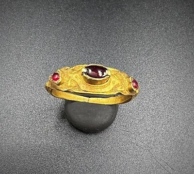 SOLID YELLOW GOLD RING HAND MADE 17 K Asian Antique Art Vintage Gems Jewelry • $600