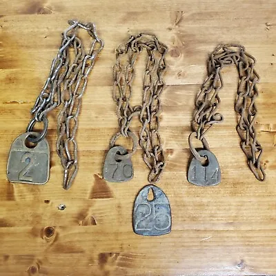 Vintage Cattle Cow Brass Id Tags Lot Of 4  #2 #25 #70 #114 • $75