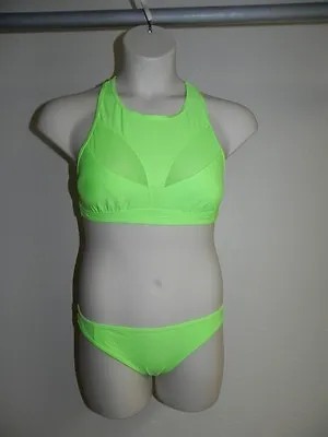 Apollo Swimwear Swimsuit Bikini Womens Medium Green Sheer Cut Outs Wire Free NWT • $16.25