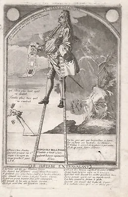 Man On Plastering Stilts Hochmut Pride Caricature N.Guerard Copperplate Etching • $172.30