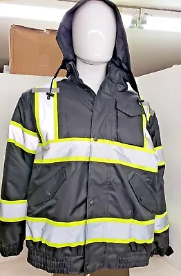 Hi-Vis Class 3 Insulated Safety Bomber Reflective Jacket For ROAD WORK  • $49.99